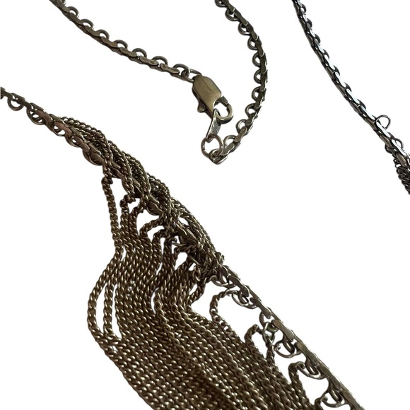 Vintage 80s Draped MultiStrand Sterling Silver .925 Necklace - Picture 4 of 6